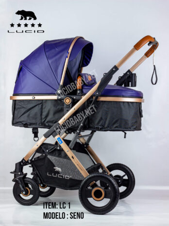 SENA Baby Stroller, luxury carriage with umbrella and leather cover from Lucid Baby, model – LC1